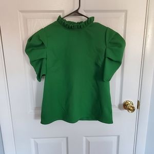 Shein green ruffled blouse